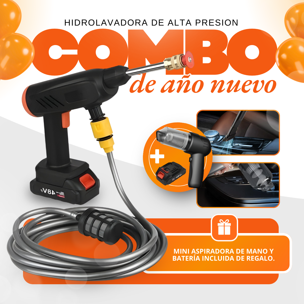 🔥 COMBO AÑO NUEVO: Hidrolavadora HydroMax +  Mini Aspiradora de REGALO (Últimas Unidades)