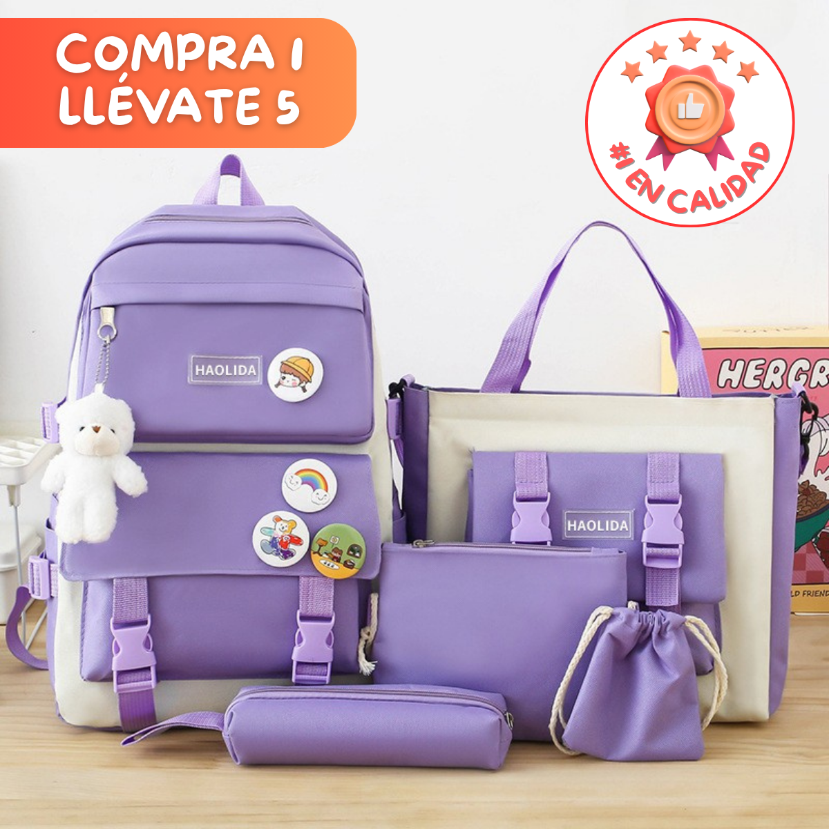 [COMPRA 1 Y LLÉVATE 5] Mochila Koreana + 🎁 4 Bolsos de Regalo (Oferta limitada)